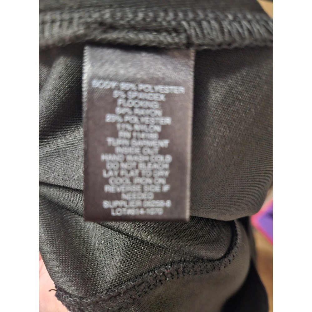Liz Claiborne Velvet Floral Legging Pants XL Career Black Flocked Pull On #842 - Picture 8 of 10